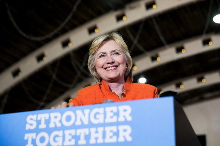 Hillary Clinton's lead over her GOP rival in the 2016 presidential race has grown to double digits, according to a new poll. (AP Photo/Andrew Harnik)
