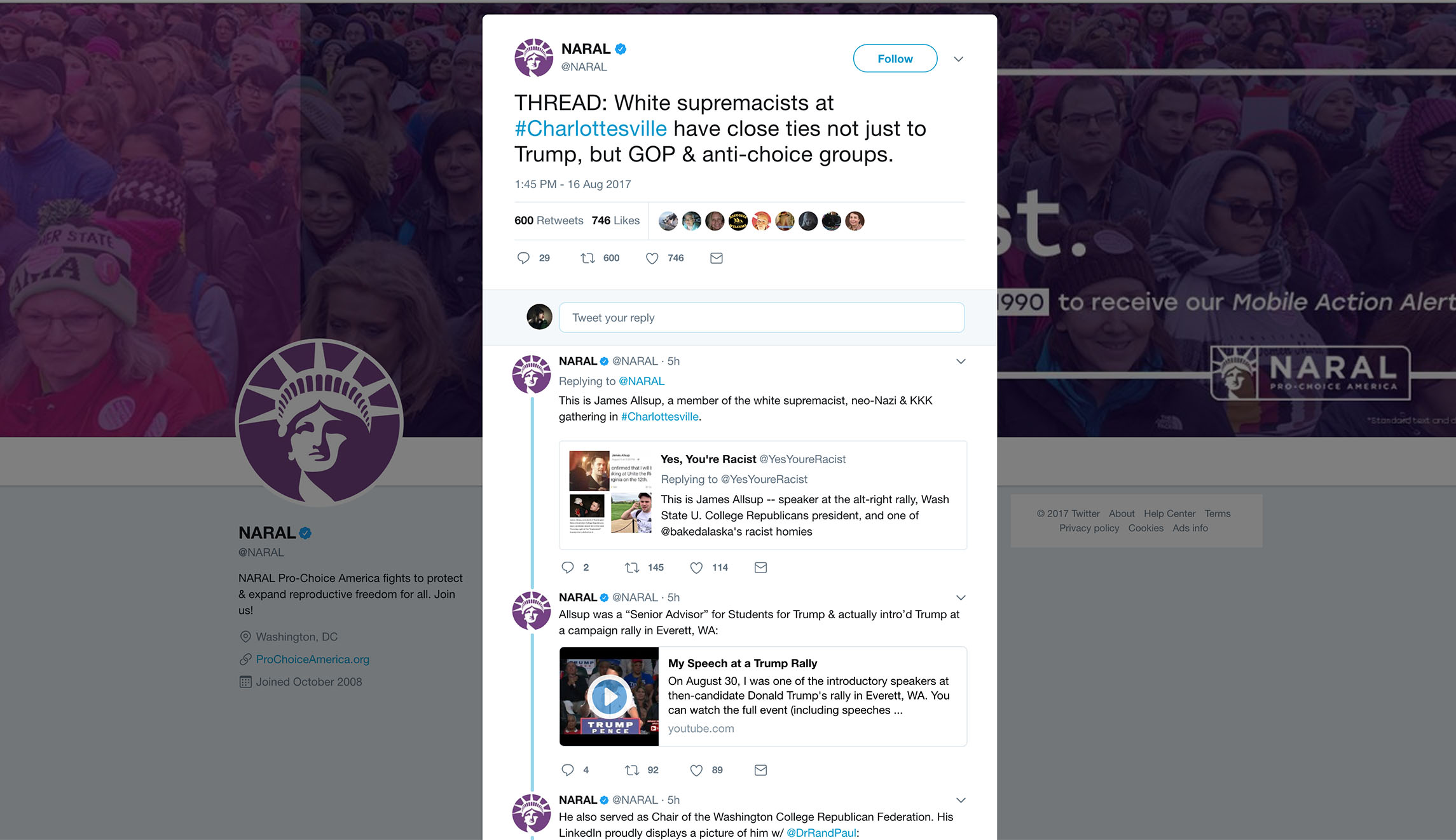 Pro-abortion rights group NARAL: White supremacists ‘have close ties’ with Trump, the GOP, and anti-abortion advocates