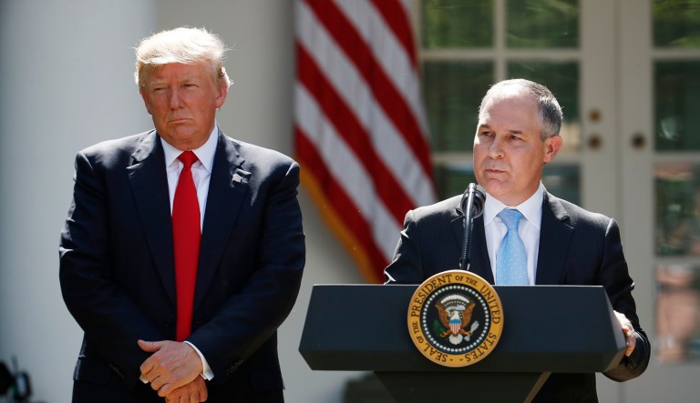 President Trump and his former EPA Administrator Scott Pruitt announced the administration's rejection of the Paris climate agreement in June 2017.