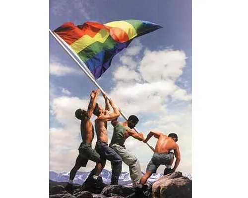 Iwo Jima photo featuring gay pride flag draws criticism
