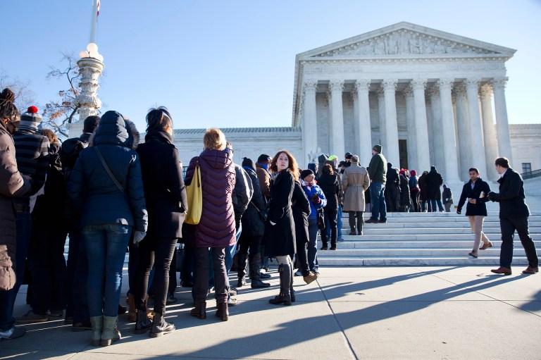 The U.S. Supreme Court delivered a 4-4 tie vote in the critical Friedrichs v. California Teachers Association case, which sought to determine whether non-union public employees could be forced to subsidize union collective bargaining. (AP Photo/Jacquelyn Martin)
