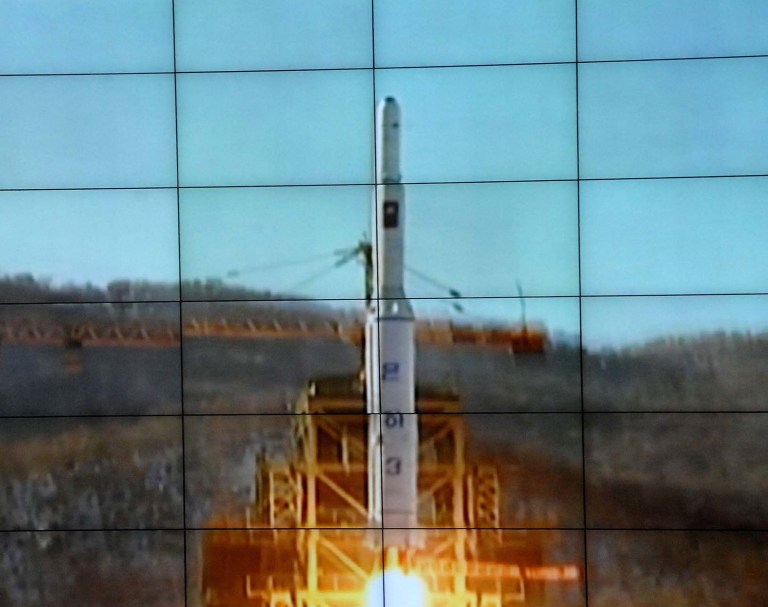   In this monitor screen image taken by the Korean Central News Agency and distributed in Tokyo by the Korea News Service, the Unha-3 rocket lifts off from a launch site on the west coast, in the village of Tongchang-ri, about 56 kilometers (35 miles) from the Chinese border city of Dandong, North Korea, Wednesday, Dec. 12, 2012. North Korea successfully fired a long-range rocket on Wednesday. (AP Photo/Korea Central News Agency via Korea News Service) JAPAN OUT UNTIL 14 DAYS AFTER THE DAY OF TRANSMISSION  