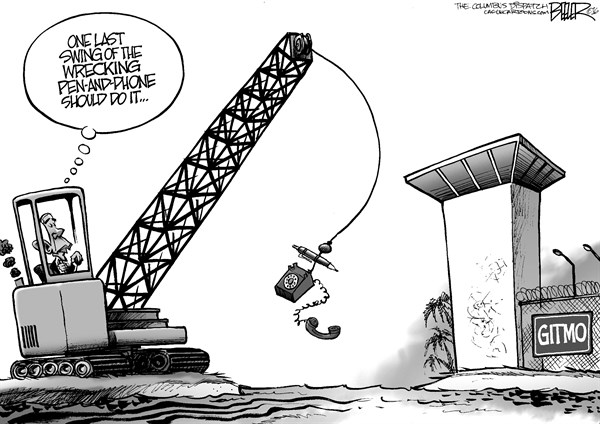 Editorial cartoon: Closing Gitmo is a one-man job