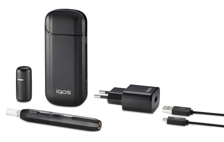 This product image provided by Philip Morris International shows the iQOS device. Marlboro HeatSticks _ short, cigarette-eqsue sticks _ are heated to more than 660 degrees Fahrenheit (350 degrees Celsius) in the device to create a tobacco-flavored nicotine vapor. (AP Photo/Philip Morris International)