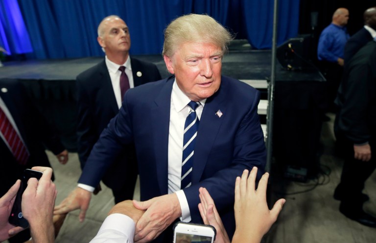 Donald Trump raised $100 million through small-dollar donations to his campaign in October, the Republican presidential nominee announced on Wednesday. (AP Photo/Carlos Osorio)
