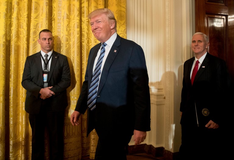 President Trump's approval/disapproval rating breaks even at 45 percent. (AP Photo/Andrew Harnik)