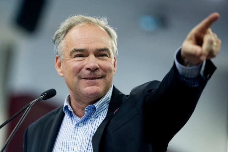 "I feel we're in really, really good shape," Tim Kaine said in an interview aired on Sunday. "I was Democratic Party chair, so I'm used to the fact that we're a big family with a lot of different points of view." (AP Photo)