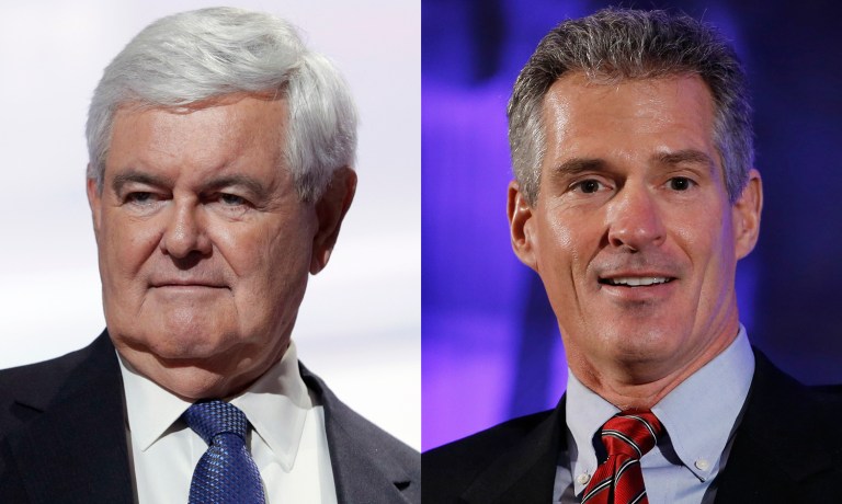 Newt Gingrich and Scott Brown were among the visitors to Trump Tower to see the president-elect. (AP Photos)