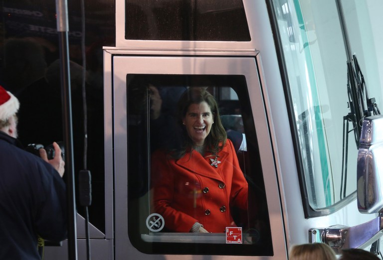 Mary Pat Christie, wife of Republican presidential candidate New Jersey Gov. Chris Christie on entitlement reform and national security -- two issues the governor has made central to his presidential campaign. (AP Photo/Mary Schwalm)