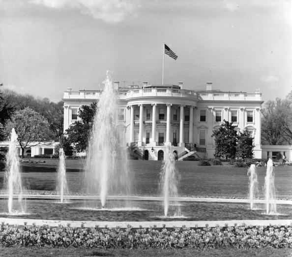 Â A view of the South Portico of the White House circa 1955, official residence of the president of the United States, in Washington DC. (Photo by Douglas Grundy/Three Lions/Getty images)