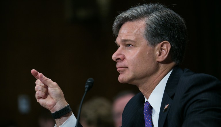 Wray said that after Sen. Lindsey Graham, R-S.C., encouraged him to tell everyone in Congress how to handle these sorts of events. (Graeme Jennings/Washington Examiner)