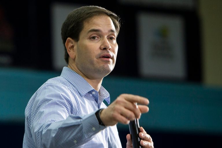 Republican presidential candidate Marco Rubio, during a town hall Wednesday, bashed the administration and Hillary Clinton for their dealings with the country. (AP Photo/Stephen B. Morton)