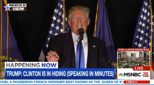 As MSNBC covered the Donald Trump rally, a graphic appeared on the screen that said, 