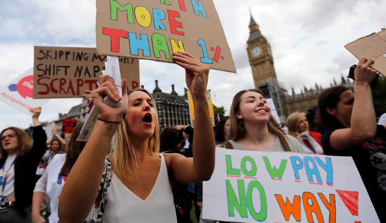 Britain's trade union members want new money for government agencies, for capital investments, and for public sector wage increases. (AP Photo/Frank Augstein)