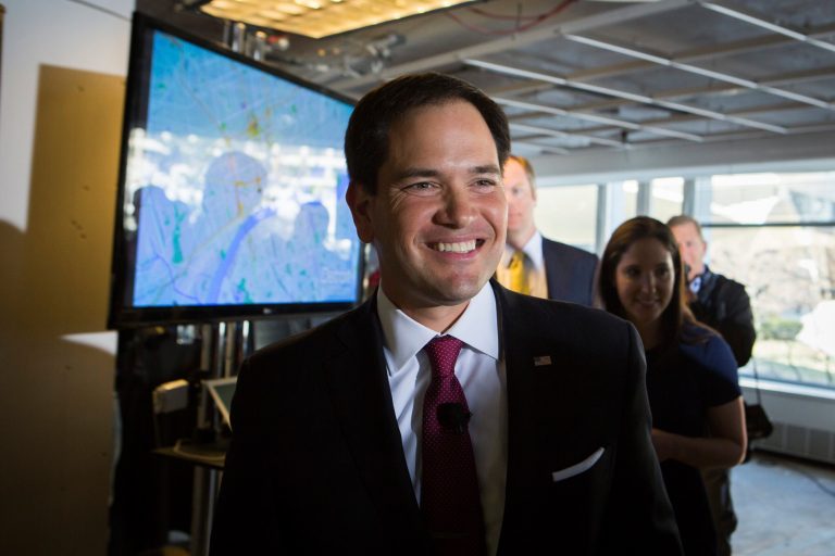 A year removed from being hailed as the savior of the Republican Party, Marco Rubio's 2016 frontrunner status is questionable and his position in most early presidential polling is middling at best. (Graeme Jennings/Washington Examiner)