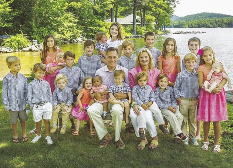 Mitt Romney is starting to lose space on his annual lakeside Christmas card photo, with his gaggle now up to 21 grand kids.