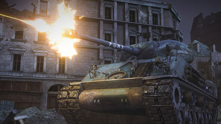This image provided by Wargaming shows a M4A3E8 Sherman tank that appears in the video game 
