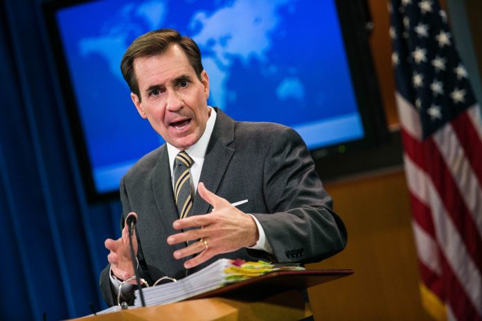 State Department spokesman John Kirby had told reporters Thursday afternoon to expect 45 classified emails in a document dump of 2,900 pages planned for later that same evening. (Graeme Jennings/Examiner)