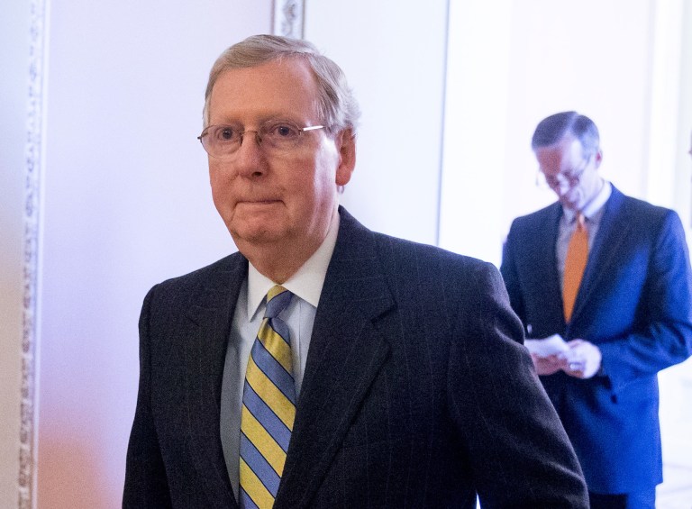 Senate Majority Leader Mitch McConnell said he won't take up the nomination because he wants the next president to choose someone to replace Antonin Scalia. (AP Photo/Andrew Harnik)