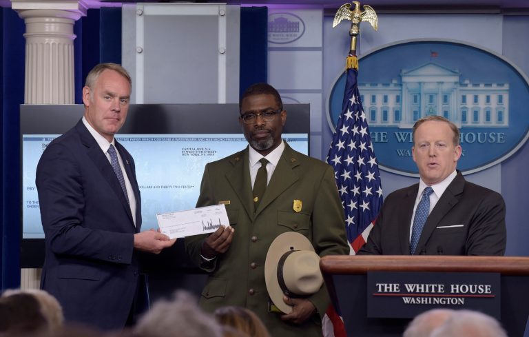 The environmental group Sierra Club attacked President Trump's decision Monday to send his first-quarter salary to the National Park Service as 