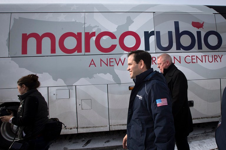Rubio will return to D.C. after a town hall meeting in Columbia, S.C., to vote on North Korea sanctions. (AP Photo/John Minchillo)