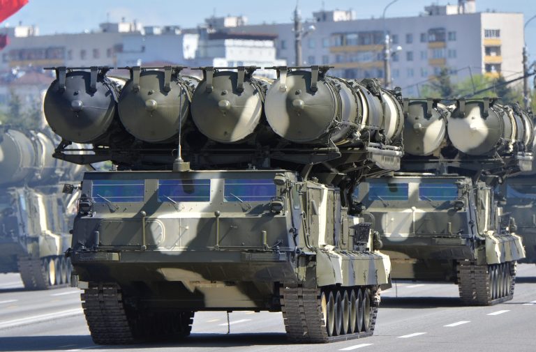 In this handout image supplied by Host photo agency / RIA Novosti, S-300 long range surface-to-air missile systems during the celebration of the 70th anniversary of Victory in the 1941-1945 Great Patriotic War in the Hero City of Minsk during the celebration of the 70th anniversary of Victory in the 1941-1945 Great Patriotic War in the Hero City of Minsk, May 9, 2015 in Minsk, Russia.Â Russian President Vladimir Putin announced April 13 that he was lifting the ban imposed in 2010 on the sale of these air-defense missiles to Iran, as a reward for Tehran's willingness to limit its nuclear program in a framework of a deal announced April 2.Â (Photo by Host photo agency / RIA Novosti via Getty Images)