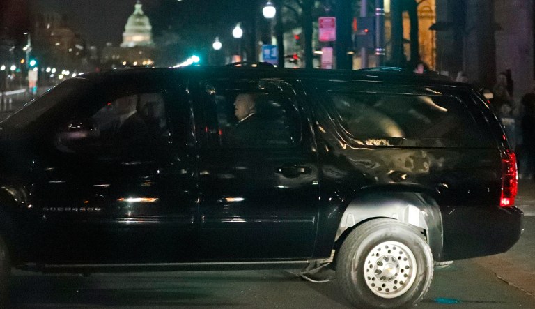 Several riders in the press van said they saw a man 