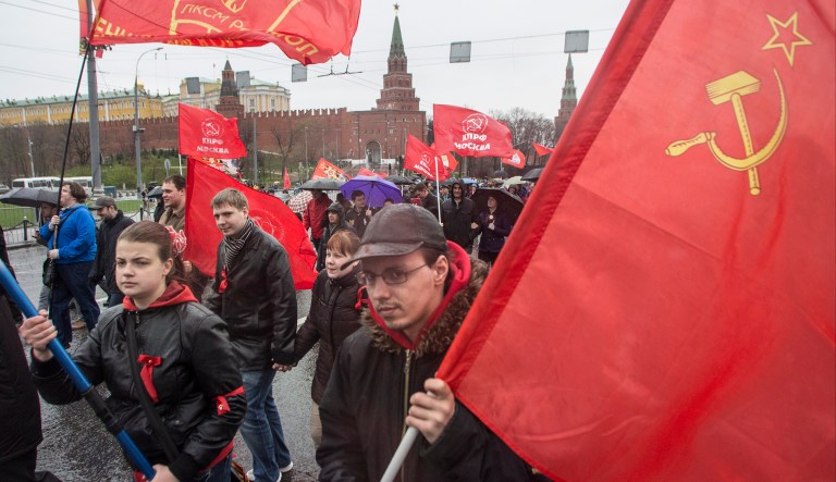 If protesters truly want to combat hate, they must recognize that the Nazi Swastika, Confederate iconography, and the hammer and sickle each represent ideologies of hatred. (AP Photo/Denis Tyrin)
