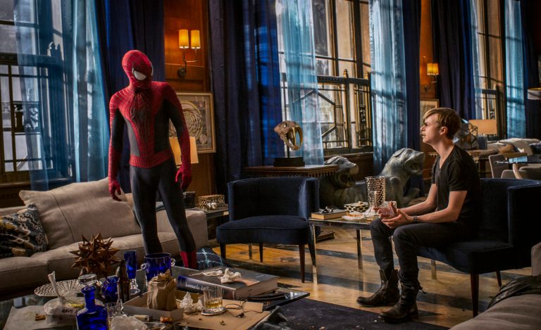 This image released by Sony Pictures shows Andrew Garfield and Dane DeHaan in 