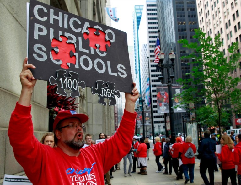 State law prohibits the Chicago Teachers Union from striking until contract negotiations reach a certain phase, which won't happen until May. (AP Photo)
