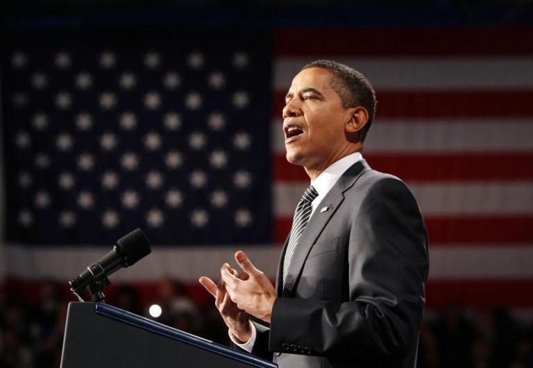 President Obama delivers remarks about the home mortgage crisis, Wednesday, Feb. 18, 2009, at Dobson High School in Mesa, Ariz.