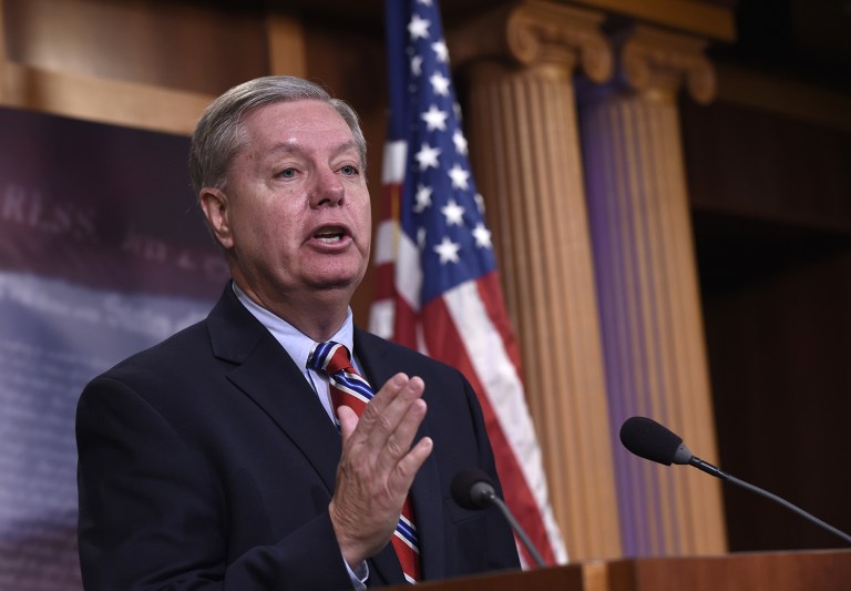 Sen. Lindsey Graham said Thursday that Donald Trump, is right when it comes to gun control. (AP Photo/Susan Walsh, File)