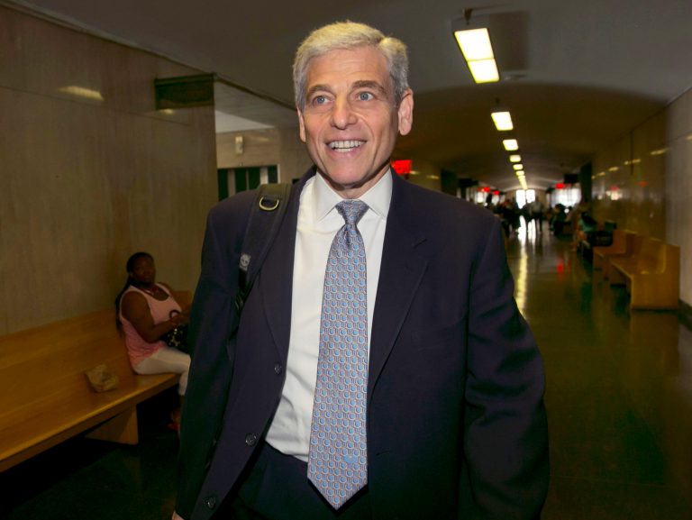 William Rapfogel, who formerly led the Metropolitan Council on Jewish Poverty, arrives for his sentencing hearing in New York state Supreme Court, Wednesday July 23, 2014. Rapfogel was sentenced Wednesday to a term of 40 months to 10 years in prison for helping to steal more than $9 million from the anti-poverty organization. He has paid $3 million in restitution. (AP Photo)