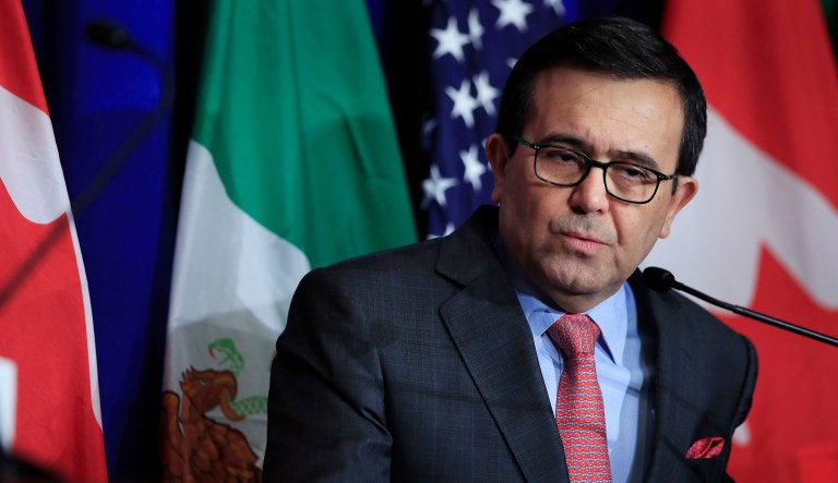 Mexico's Secretary of Economy Ildefonso Guajardo Villarreal in effect told his U.S. counterparts that if the talks fall apart and President Trump follows through with earlier threats to pull the U.S. out of the deal, Mexico would be able to find other trading partners. (AP Photo/Manuel Balce Ceneta)