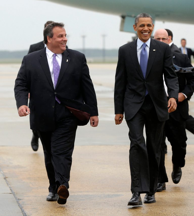President Obama and Republican New Jersey Gov. Chris Christie played games on the boardwalk, exchanged high fives and declared the Jersey Shore 