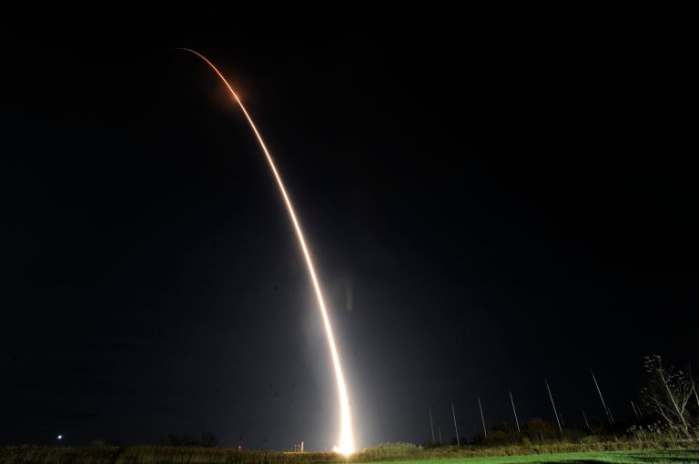 Orbital Sciences Corp.'s Miotaur I rocket carrying the Air Force's ORS-3 mission launches from Pad 0B of the Mid Atlantic Regional Spaceport on Wallops Island, Va., Tuesday, Nov. 19, 2013. (AP Photo/Eastern Shore News, Jay Diem) NO SALES