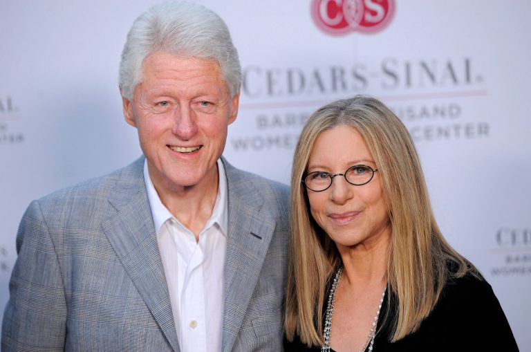   Former President Bill Clinton poses with Barbra Streisand at the dedication of the Barbra Streisand Women's Heart Center in the Cedars-Sinai Heart Institute, on Thursday June 14, 2012, at Streisand's home in Malibu, Calif. (Photo by Chris Pizzello/Invision/AP)  