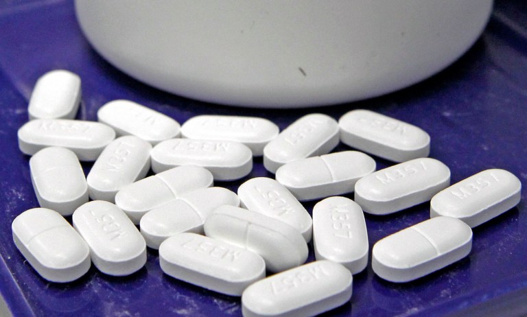 Drugs on a counter.
