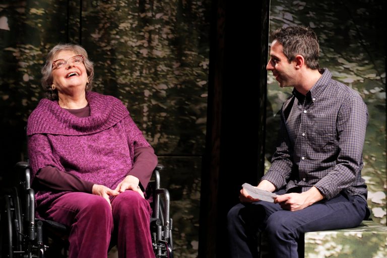   This undated publicity photo released by The Publicity Office shows, from left, Joyce Van Patten and Jeremy Strong, in a scene from Amy Herzogâs new play, âThe Great God Pan,â currently performing off-Broadway at Playwrights Horizons in New York. (AP Photo/The Publicity Office, Joan Marcus)  