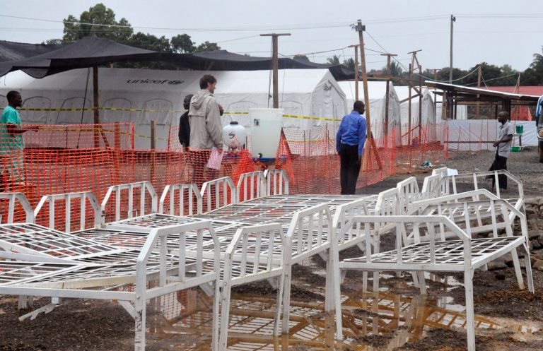 FILE- In this Aug. 18, 2014, file photo, bed frames are laid out to be used at a newly built MSF, 'Doctors Without Borders',  Ebola treatment center in the city of Monrovia, Liberia. The Ebola crisis is not prompting as large of a response from donors as other recent disasters. The American Red Cross, for example, received $2.8 million from Microsoft co-founder Paul Allen, but only about $100,000 in Ebola-related gifts from other donors. By comparison, the Red Cross received more than $85 million in response to Typhoon Haiyan. (AP Photo/Abbas Dulleh, File)