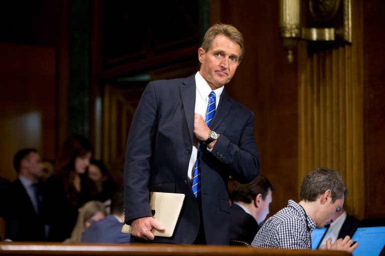 Sen. Jeff Flake, R-Ariz., walked out on the top Democrat of the Senate's environment subcommittee. (AP Photo/Andrew Harnik, File)