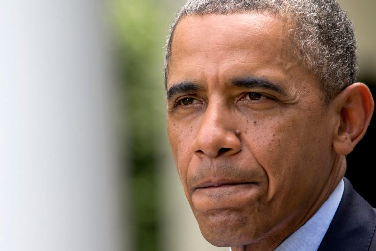 President Obama pauses while speaking in the Rose Garden of the White House. (AP/Jacquelyn Martin)
