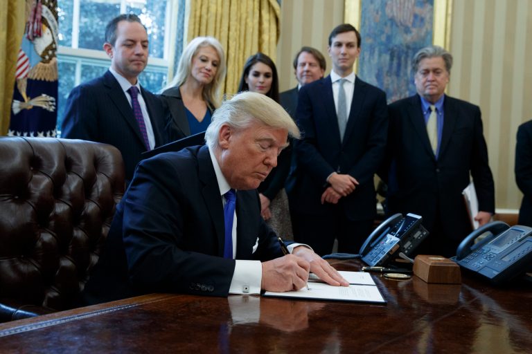 Trump’s immigration action his first stumble with GOP Trump's efforts to revive speculation about illegal voting has distracted from his early victories. (AP Photo/Evan Vucci)