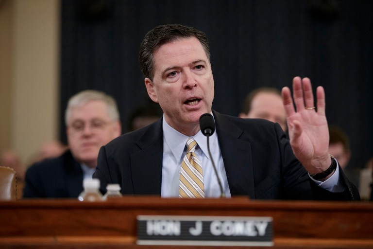 FBI Director James Comey testifies on Capitol Hill in Washington, Monday, March 20, 2017, before the House Intelligence Committee hearing on allegations of Russian interference in the 2016 U.S. presidential election. (AP Photo/J. Scott Applewhite)