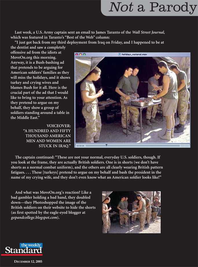 MoveOn’s latest antiwar ad.