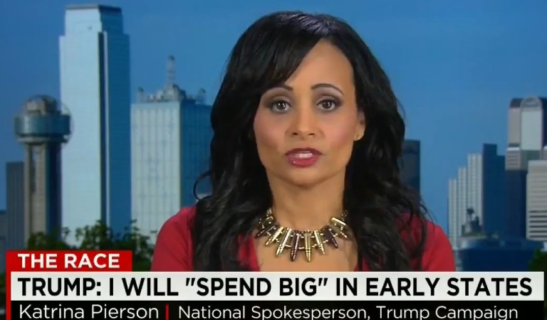 Katrina Pierson wore the necklace made of bullets during an interview on CNN's 