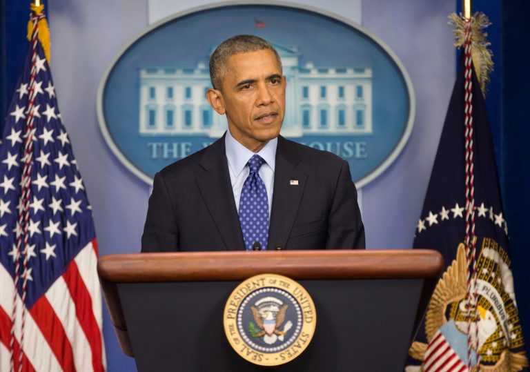 President Barack Obama speaks to members of the media about the situation in Iraq, Thursday, June 19, 2014, in the Brady Press Briefing Room of the White House in Washington. In the strongest sign yet of U.S. doubts about Iraq's stability, the Obama administration is weighing whether to press the Shiite prime minister in Baghdad to step down in a last-ditch effort to prevent disgruntled Sunnis from igniting a full-scale civil war.  (AP Photo/Pablo Martinez Monsivais)