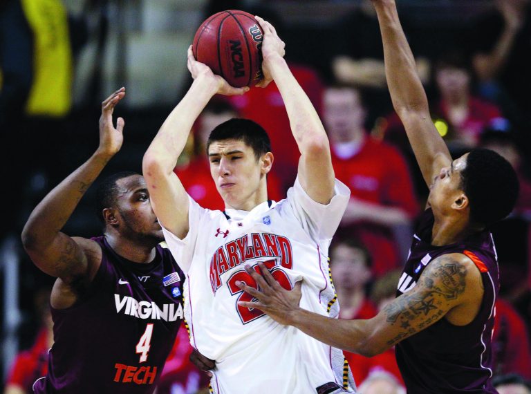 Patrick Semansky/AP
Maryland sophomore Alex Len, who has put on 30 pounds since last season, will face a big Kentucky frontline on Friday.