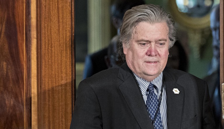 Congressional Republicans reacted with mixed emotions on Friday after learning that White House chief strategist Steve Bannon had left the West Wing to return to the helm of Breitbart News. (Andrew Harrer/Bloomberg)