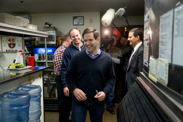 With Thursday's debate set as the marquee event between now and Monday, Marco Rubio is trying to rise late and make his mark. (AP Photo/Andrew Harnik)